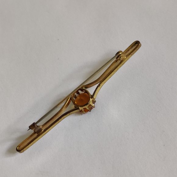 Antique Edwardian Cairngorm Bar Pin with citrine glass - Picture 11 of 14